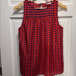 Kenar red tank top with blue hearts